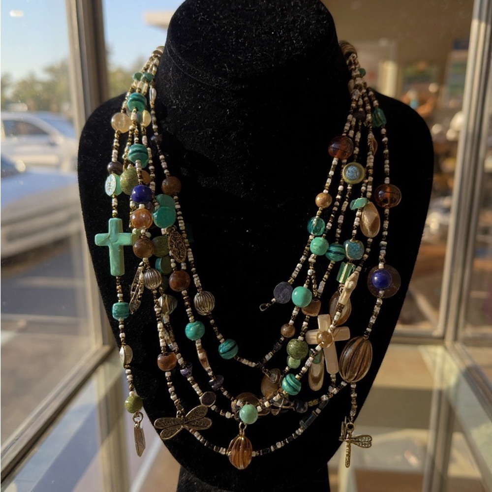Multicolor Beaded Necklace with Charms